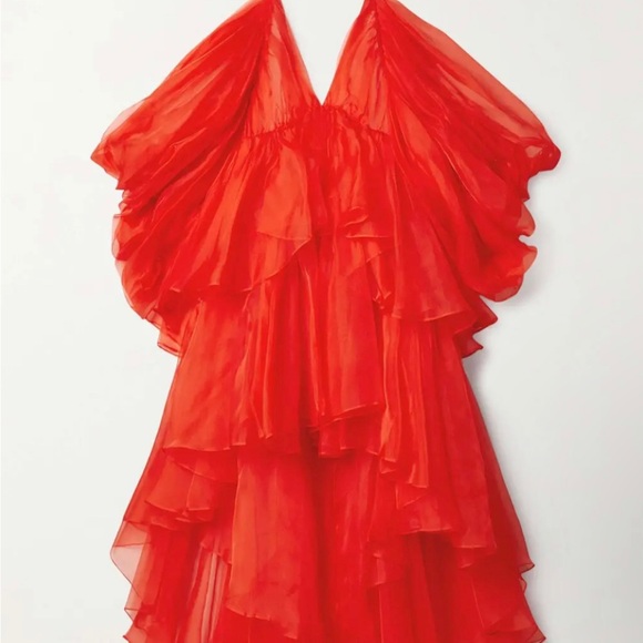 ZIMMERMANN Natura tiered gathered silk-organza halterneck dress - Picture 2 of 5